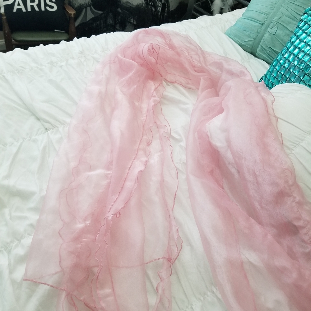 Soft Pink Sheer Shawl - Picture 3 of 5